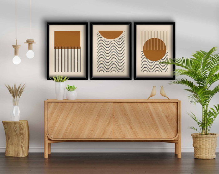 Wallity Cuadro Decorativo de 3 Piezas en MDF con Marco de Madera Wallity Cuadro Decorativo de 3 Piezas en MDF con Marco de Madera